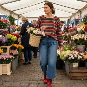 Talbots Colourful Striped Crewneck Sweater, 100% Cotton